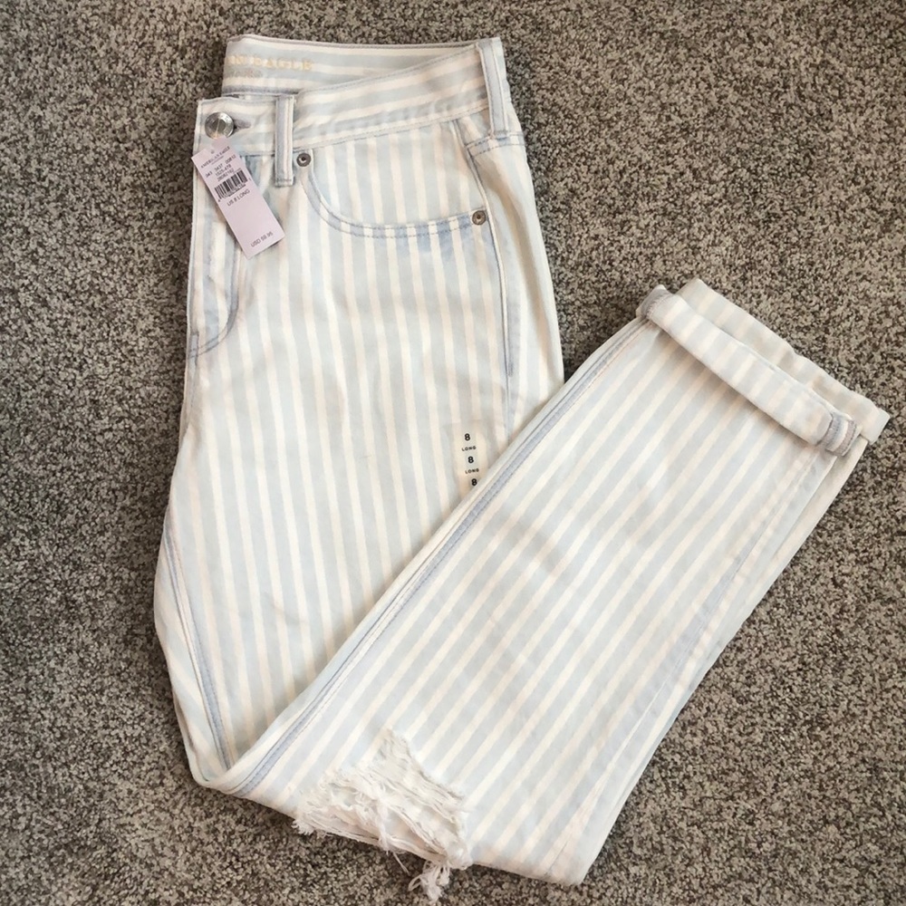 American Eagle Striped Mom Jeans